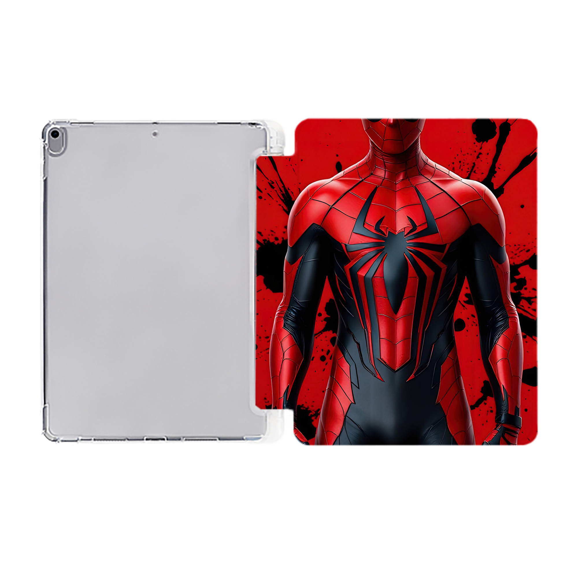 （画像用） Spider Man スパイダーマン IPad ケース ペン収納付き 三つ折りスタンド PUレザー×シリコン 対応機種9.5/10.5/10.9インチ